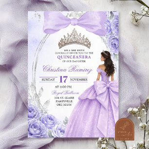 Purple Bow Princess Quinceanera Invitation