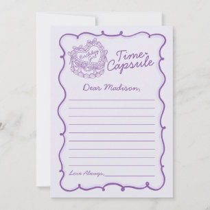 Purple Bow Retro Coquette Cake Time Capsule Card