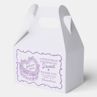 Purple Bow Retro Heart Coquette Cake Bridal Shower Favour Box