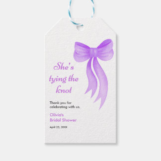 Purple Bow She's Tying the Knot Bridal Shower  Gift Tags