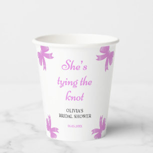 Purple Bow She's Tying The Knot Bridal Shower Paper Cups