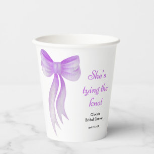 Purple Bow She's Tying the Knot Bridal Shower  Paper Cups