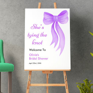 Purple Bow She's Tying the Knot Bridal Shower Poster