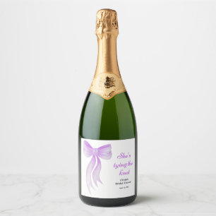 Purple Bow She's Tying the Knot Bridal Shower  Sparkling Wine Label
