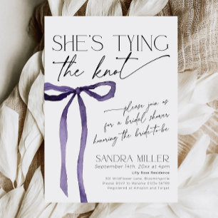 Purple Bow She's tying the knot Goth Bridal Shower Invitation