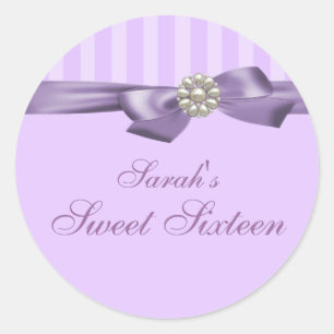 Purple Bow Sweet 16 Envelope Sticker