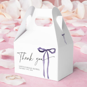 Purple Bow Tying the Knot Bridal Shower Gable Favour Box