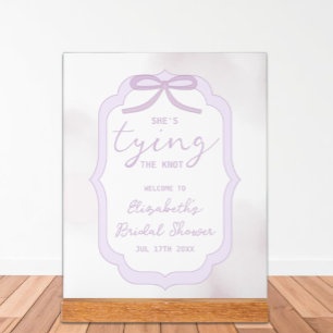 Purple Bow Watercolor Bridal Shower Acrylic Sign