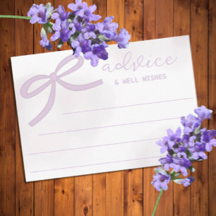 Purple Bow Watercolor Bridal Shower Advice Enclosure Card