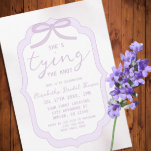 Purple Bow Watercolor Bridal Shower Invitation