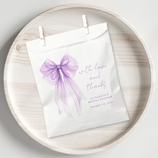 Purple Bow Watercolor Bridal Shower Thank You Favour Bags (Purple Bow Watercolor Bridal Shower Thank You Favor Bag)