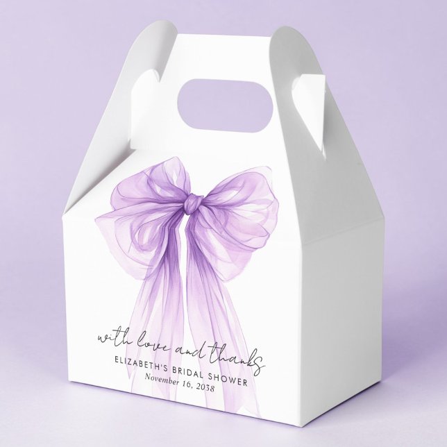 Purple Bow Watercolor Bridal Shower Thank You Favour Box (Creator Uploaded)