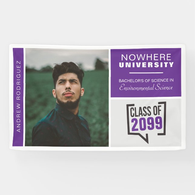 Purple Boxes & Photo Graduation Banner (Horizontal)