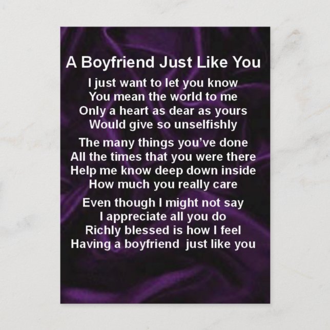 Purple -  Boyfriend Poem Postcard (Front)