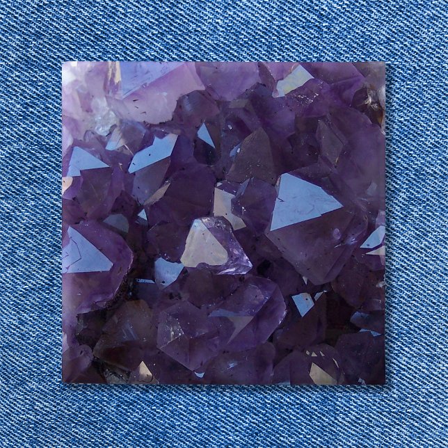 Purple Brazilian Quartz Amethyst Photo 15 Cm Square Badge (Purple Brazilian Quartz Amethyst Photo Pinback Button)