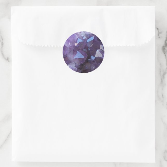 Purple Brazilian Quartz Amethyst Photo Classic Round Sticker (Bag)