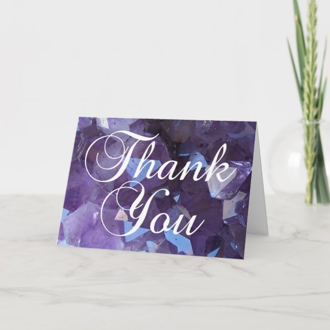 Purple Brazilian Quartz Amethyst Photo Thank You Card (Front)