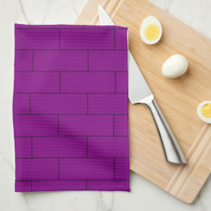 Purple Brick Design Tea Towel