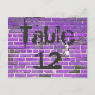 Purple Brick Graffiti Reception Table Numbers Postcard