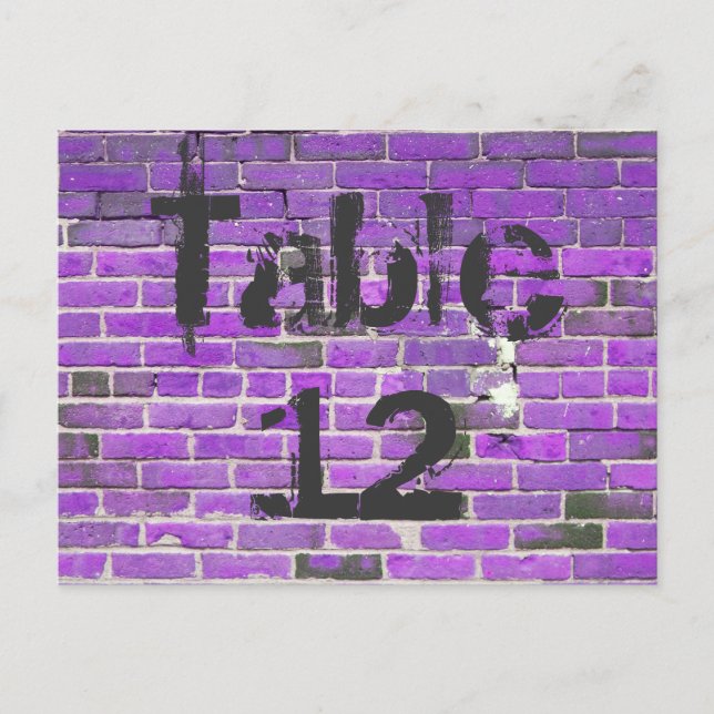 Purple Brick Graffiti Reception Table Numbers Postcard (Front)