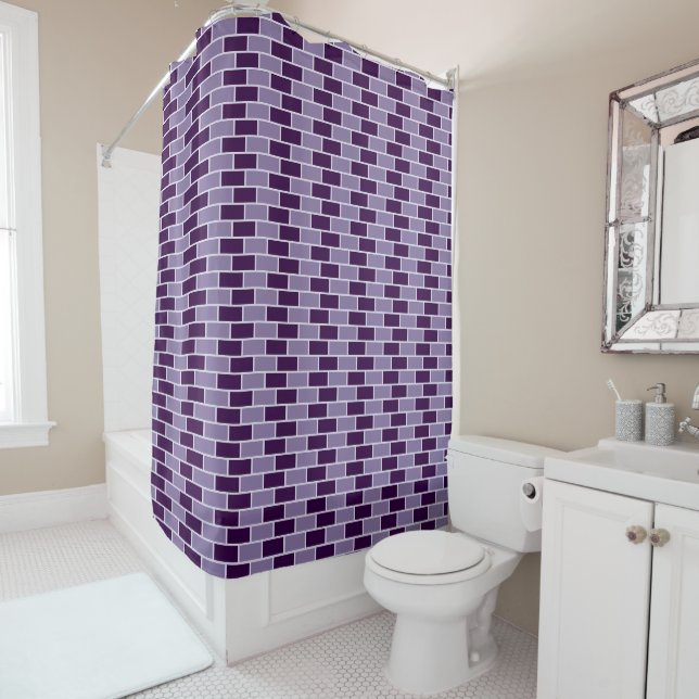 Purple Brick Wall Seamless Pattern Shower Curtain (In Situ)
