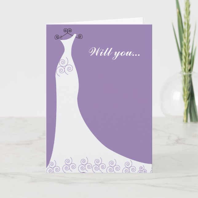 Purple Bridal Gown Bridesmaid Invitation (Front)