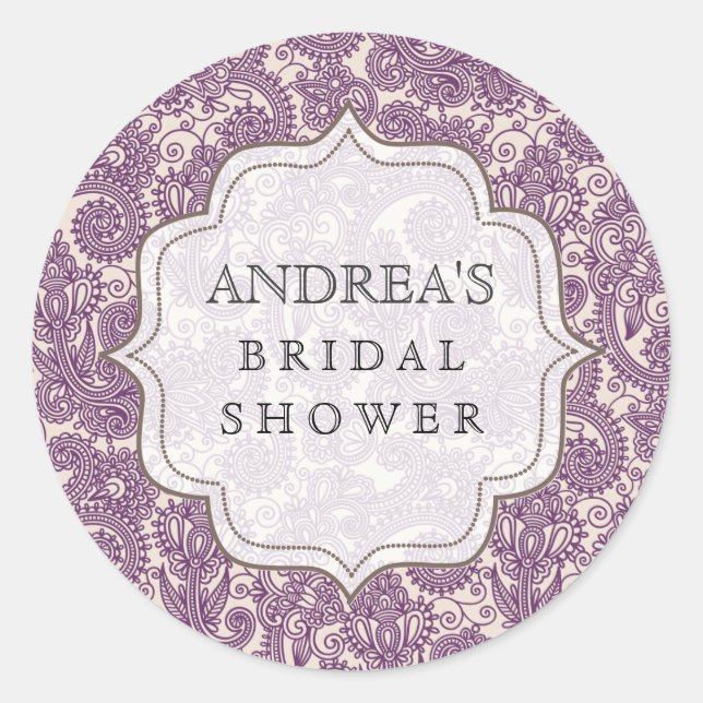 Purple Bridal Shower Dessert Table Tag Label (Front)
