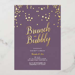 Purple Bridal Shower Foil Invitation