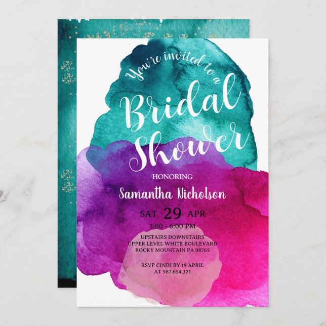 Purple Bridal Shower Invitation (Front/Back)