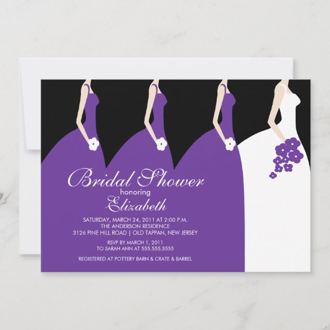 Purple Bride Bridesmaids Bridal Shower Invitation (Front)