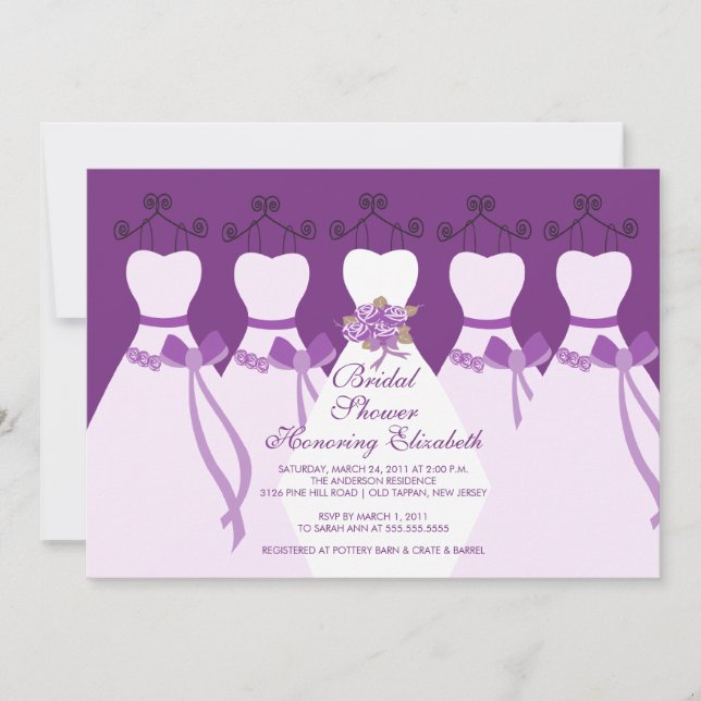 Purple Bride Bridesmaids Bridal Shower Invitation (Front)