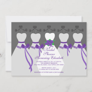 Purple Bride Bridesmaids Bridal Shower Invitation