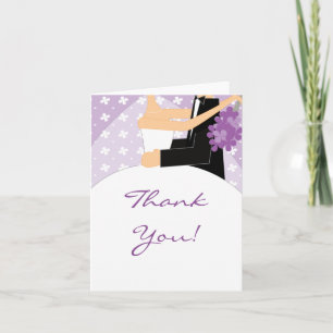 Purple Bride & Groom Thank You Note Card