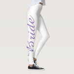 Purple BRIDE Wedding Cake Bridal Leggings<br><div class="desc">Leggings feature an original marker illustration of three tiered wedding cakes frosted with flowers,  and BRIDE down one leg in a pretty purple font. Perfect for the bride!</div>