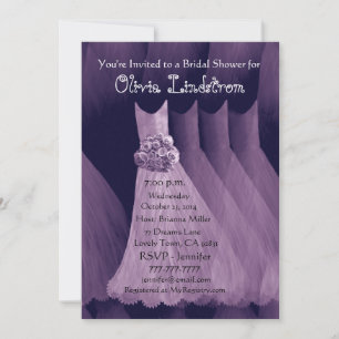 PURPLE Bridesmaid Dresses Bridal Shower Invitation