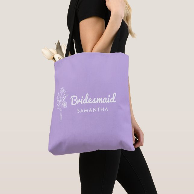 Purple Bridesmaid Proposal Maid of honour Gift  Tote Bag (Close Up)