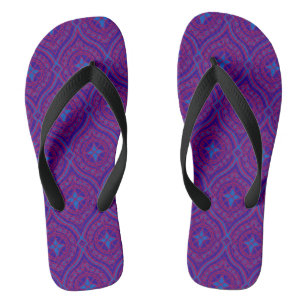 Purple, Bright Blue, Navy Traditional Ogee Pattern Jandals