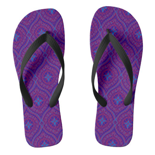 Purple, Bright Blue, Navy Traditional Ogee Pattern Jandals (Footbed)