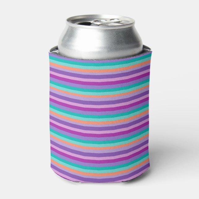 Purple Bright Stripes Custom Can Cooler (Can Front)