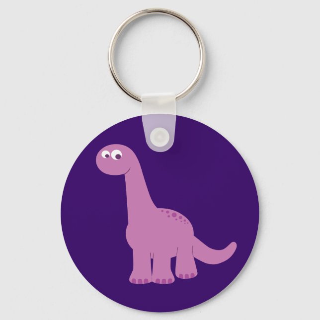 Purple Brontosaurus Dinosaur Key Ring (Front)