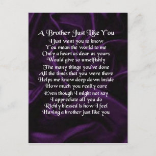 Purple Brother Poem Postcard