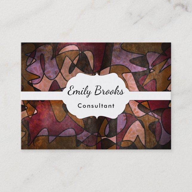 Purple, Brown, Burgundy Abstract Art, 5a Business Card (Front)