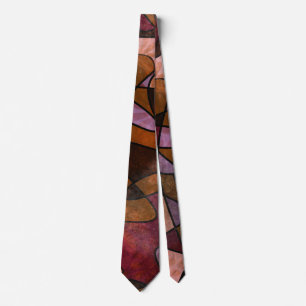 Purple, Brown, Burgundy Abstract Art Neck Tie