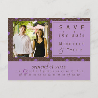 Purple & Brown Circle Save the Date Announcement Postcard