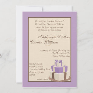 Purple/Brown Wedding Cake Invitation