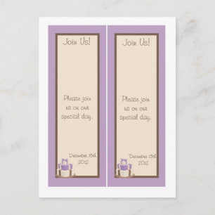 Purple/Brown Wedding Cake Save the Date Bookmarks Announcement Postcard