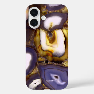 Purple Brown White Agate design iPhone 16 Case