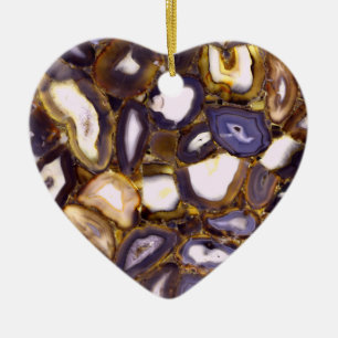 Purple Brown White Agate design Ceramic Tree Decoration