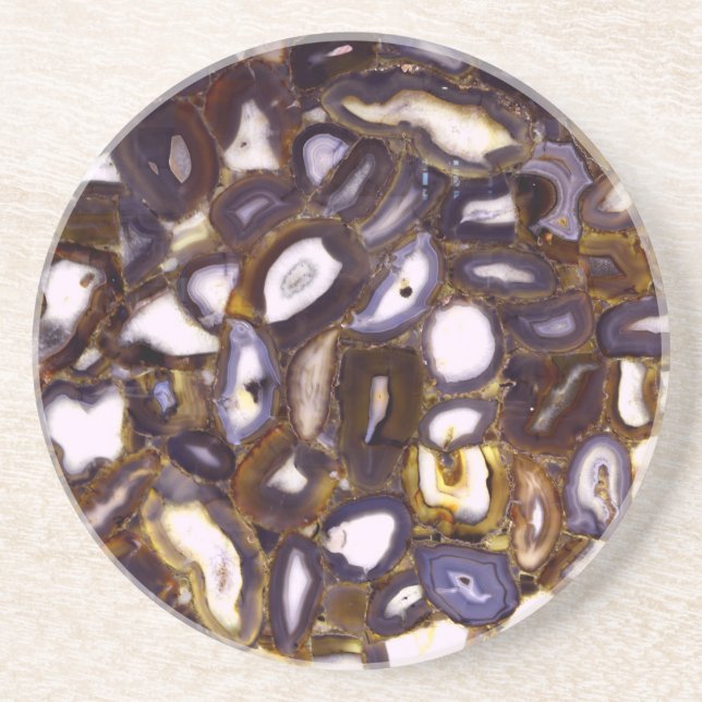 Purple Brown White Agate design Coaster (Front)
