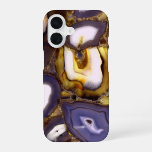 Purple Brown White Agate design iPhone 16 Case